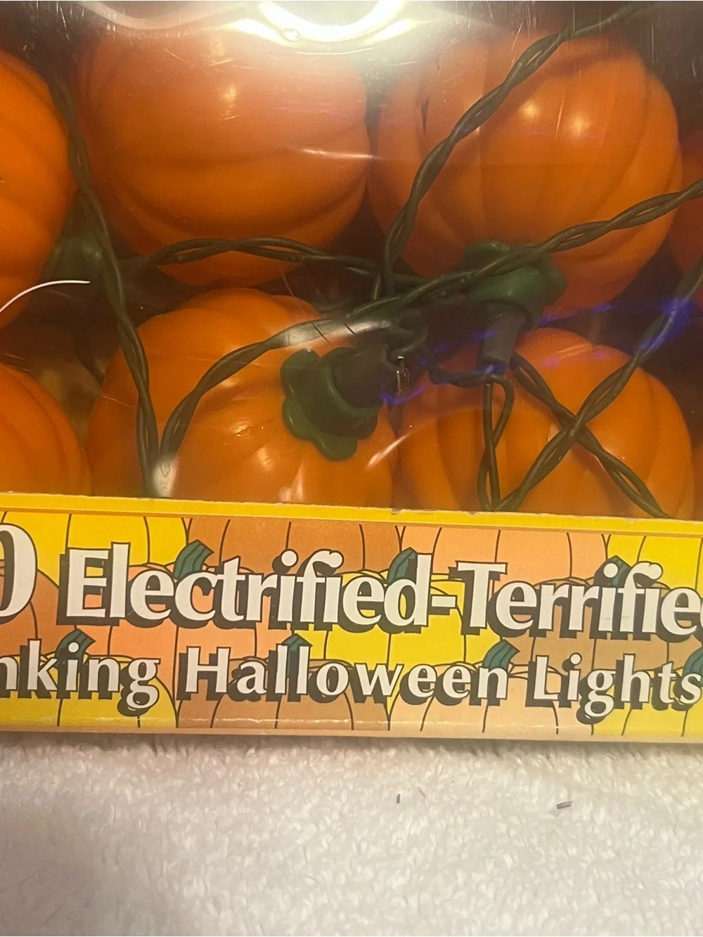 Electrified-Terrified Orange Pumpkin Blinking Halloween Lights